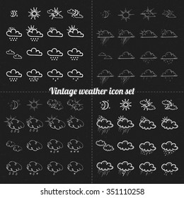 vector vintage outline weather icon set