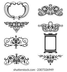 vector vintage page decor with crowns, arrows and floral elements