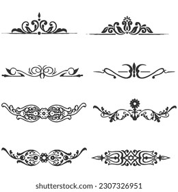 vector vintage page decor with crowns, arrows and floral elements