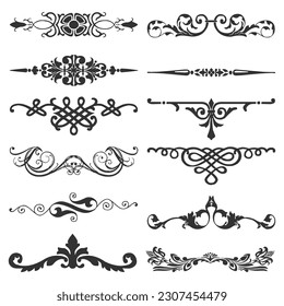 vector vintage page decor with crowns, arrows and floral elements