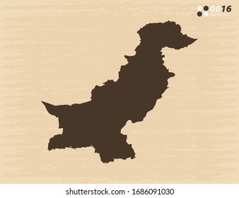 Vector vintage de Pakistán mapea sobre el viejo fondo de papel.