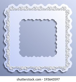 Vector vintage paper frame with lace ornament,  place for text