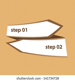 Vector vintage Paper Progress ribbon on old paper background / product choice or versions. vector vintage ribbon banner for text and advertising.
