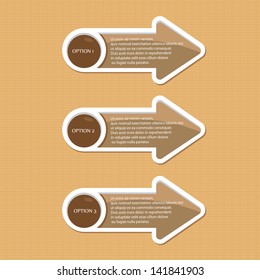 Vector vintage Paper Progress ribbon on old paper background / product choice or versions. vector vintage ribbon banner for text and advertising.