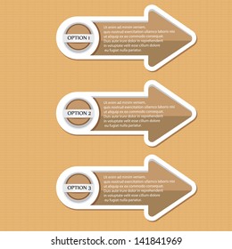 Vector vintage Paper Progress ribbon on old paper background / product choice or versions. vector vintage ribbon banner for text and advertising.
