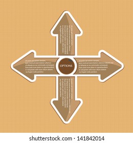 Vector vintage Paper Progress ribbon on old paper background / product choice or versions. vector vintage ribbon banner for text and advertising.