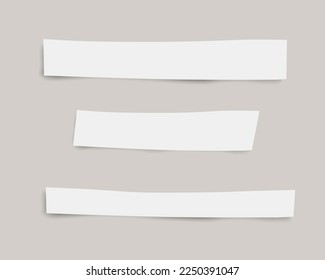 Vector vintage paper strips with shadow on transparent background.