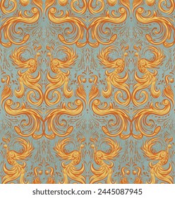 Vector vintage pattern with decorative birds. Ornamental luxury texture with phoenixes for fabrics, wallpaper and curtains. Swirl surface design