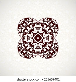 Vector vintage pattern in Eastern style. Ornate element for design. Ornamental pattern for wedding invitations, greeting cards. Traditional contrast decor. Mandala.