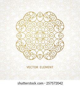 Vector vintage pattern in Eastern style. Ornate element for line art design. Ornamental pattern for wedding invitations, greeting cards. Traditional golden decor. Mandala.