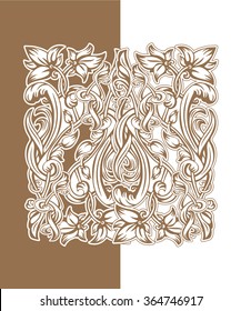 Vector vintage pattern of flowers and leaves in the Art Nouveau style