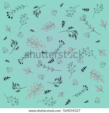 Vector vintage pattern of leaves and flowers, textile, design, background