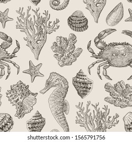 Vector vintage pattern on the marine theme. Excellent for the design of postcards, posters, stickers and so on.