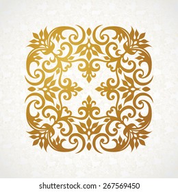 Vector vintage pattern in Victorian style. Ornate element for design. Ornament pattern for wedding invitations, greeting cards. Traditional golden decor. Mandala.