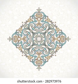 Vector vintage pattern in Victorian style. Ornate floral element for design. Ornament pattern for wedding invitations, birthday and greeting cards. Traditional outline decor. Square illustration.