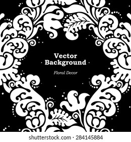 Vector vintage pattern in Victorian style. Ornate floral element for design. Ornament pattern for wedding invitations, birthday and greeting cards. Traditional decor. Contrast illustration.