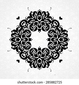 Vector vintage pattern in Victorian style. Ornate element for design. Ornament pattern for wedding invitations, birthday and greeting cards. Traditional black decor. Monogram.