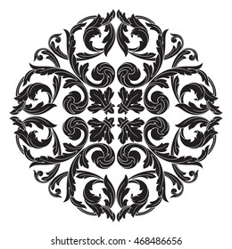 Vector vintage pattern in Victorian style. Ornate floral element for design. Ornament pattern for wedding invitations, birthday and greeting cards. Traditional black decor. Mandala.