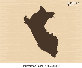Vector vintage del Perú mapa sobre viejos antecedentes de papel.