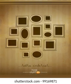 vector, vintage  picture frames hanging on the wall