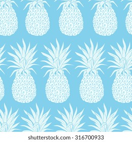 Vector Vintage pineapple seamless pattern with flowers