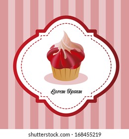 Vector Vintage Pink Background And Vector Cupcake