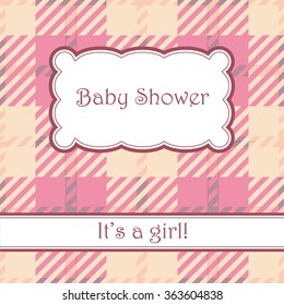 Vector vintage pink background with plaid baby shower