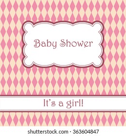 Vector vintage pink background with rhombuses baby shower