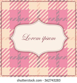 Vector vintage plaid pink background with banner