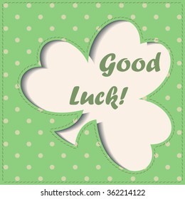 Vector vintage polka dot background with clover
