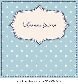 Vector vintage polka dot blue background with banner