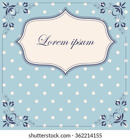 Vector vintage polka dot blue background with banner