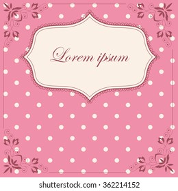 Vector vintage polka dot pink background with banner