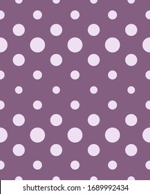 Vector Vintage Polka Dot Seamless Pattern. Light Dots of Different Sizes on Violet Background. Simple Retro Ornament for Paper, Textile