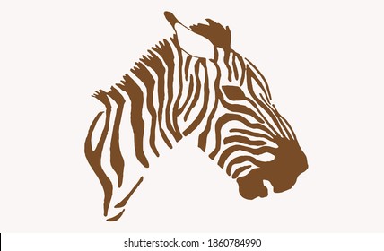 Vector vintage portrait of zebra,sepia background,  illustration