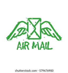 Vector vintage postage air mail stamp.