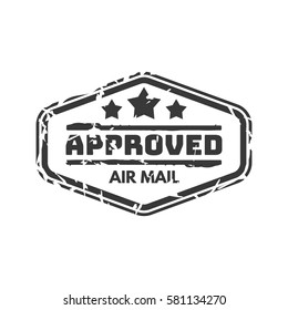 Vector vintage postage approved mail stamp.