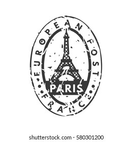 Vector Vintage Postage Paris Mail Stamp.