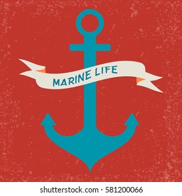 Vector vintage poster with anchor and banner