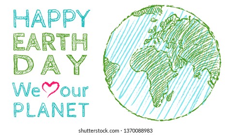 Vector vintage poster for Earth day. Earth day 22 april. We love our planet.