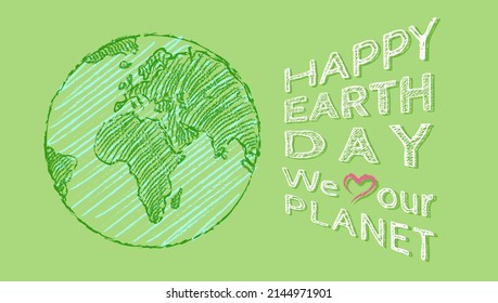 Vector vintage poster for Earth day. Earth day 22 april. We love our planet.