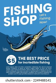 vector of vintage poster fishing