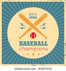 Vector vintage poster with logo for baseball