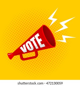 Vector vintage poster with megaphone with vote