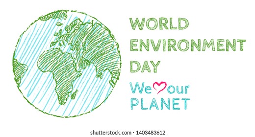 Vector vintage poster for World environment day. We love our planet.