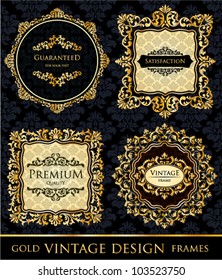 Vector Vintage, Premium Quality and Satisfaction Guarantee Gold black frames decor set label