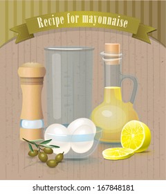 Vector vintage products for making mayonnaise