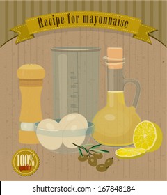 Vector vintage products for making mayonnaise
