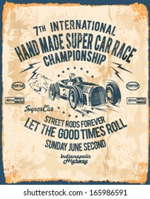 vector vintage race poster.