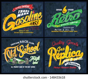 vector vintage race print set